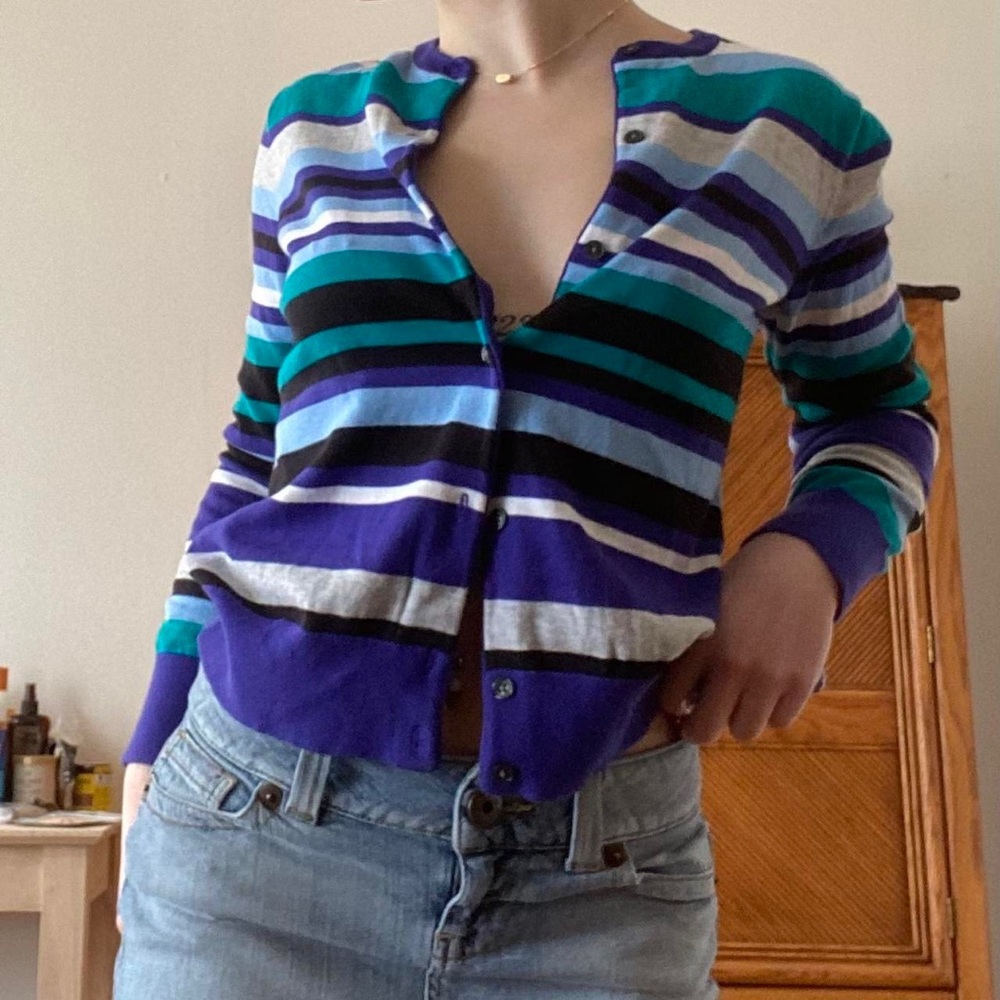 Y2K striped cardigan